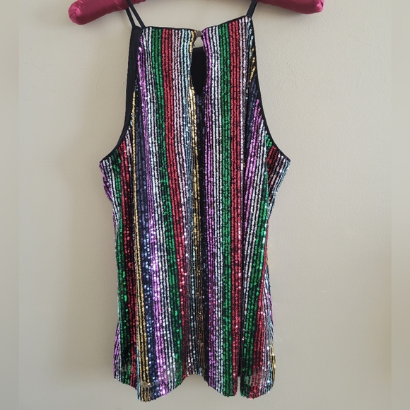 4/$15 SALE INC International Concepts | Sequin Sexy Tank Top Blouse Large NWOT - Picture 4 of 8